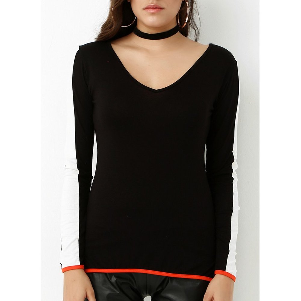 Black and White Long Sleeve Top - Picture 4 of 4